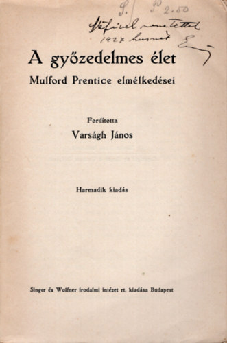 Mulford Prentice - A gy�zedelmes �let