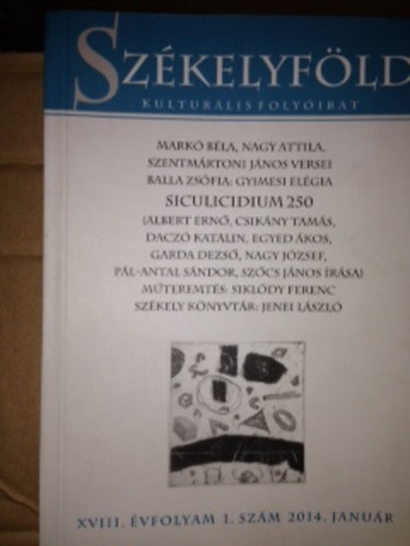 Szkelyfld - Kultrlis folyirat - XVIII. vf. 1. szm (2014. Janur)