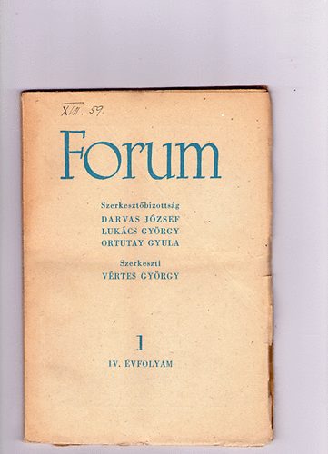 Vrtes Gyrgy - Forum (folyirat) 1949 janur