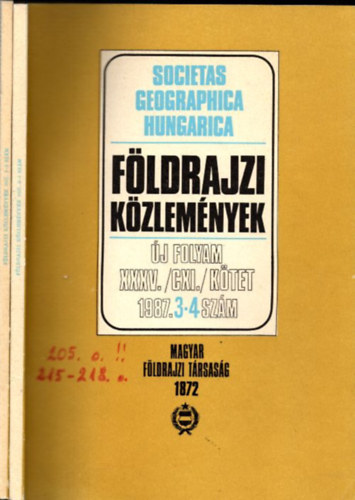 Pcsi Mrton  (fszerk.) - Fldrajzi kzlemnyek 1987/1-4. (Teljes vfolyam)