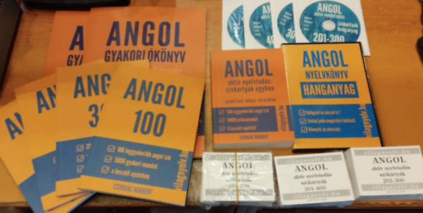 Csords Norbert - Nagy angol nyelvtanuls csomag, 7 db ktet + 6 CD lemez + szkrtyk