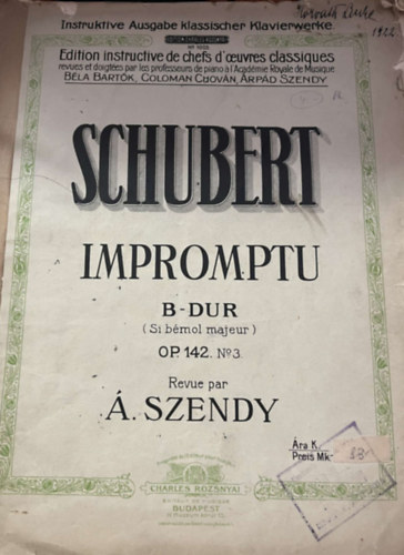 �rp�d Szendy - Schubert Impromptu B- dur kotta
