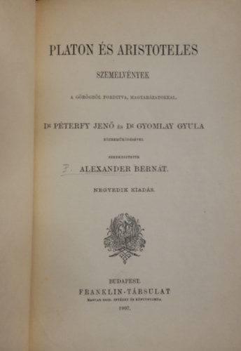 Alexander Bern�t  (szerk.) - Platon �s Aristoteles (szemelv�nyek)