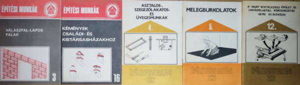 5db ptsi munklatokkal kapcsolatos m - ptsi munkk-Vlaszfal-lapos falak, Kmnyek csaldi- s kistrsashzakhoz, pletfenntartsi 2x2-Asztalos-, szegezlakatos s vegesmunkk, stb. (tbbi cm a lersban)
