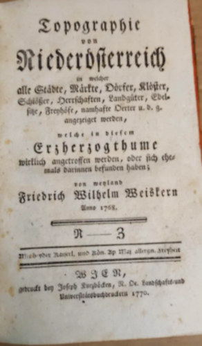 Friedrich Wilhelm - Topographie von Nieder�sterreich N-Z