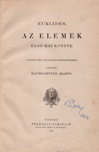 Euklides - Az elemek els hat knyve (1905)