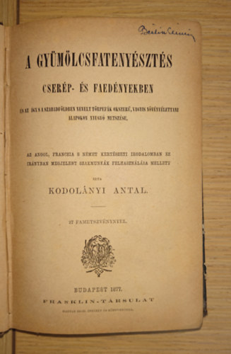 Kodol�nyi Antal - Gy�m�lcsfateny�szt�s cser�p- �s f�m ed�nyekben k�nyv