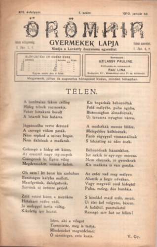 Szilassy Pauline - rmhir - Reformtus gyermekek lapja 1910 - 1919 -ig ( 93 lapszm egyben ,  vegyes lapszmok )