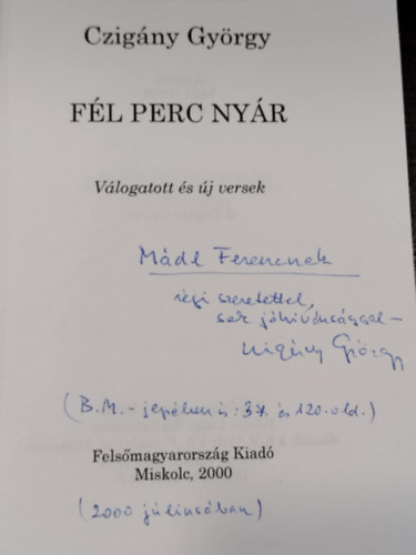 Czig�ny Gy�rgy - F�l perc ny�r