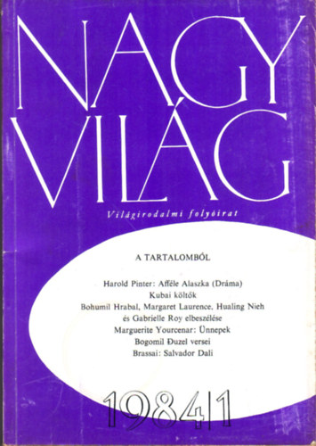 Nagyvilg - vilgirodalmi folyirat 1984/1 XXIX: vf.