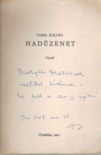 Varsa Zoltn - Hadzenet- versek