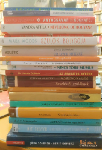 20 db gyereknevelés: Szülők bolygója; A hiperaktív gyerek; Neveljünk, de hogyan?; Nevelés - Öröm vagy üröm?; Mit tegyek a kütyüre kattant gyerekemmel?; Baj van a gyerekkel?; Az óvodáskor viselkedéskultúrája; Pillanatfelvételek