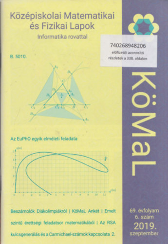 Ratk va - KMal (Kzpiskolai Matematikai s Fizikai Lapok - Informatika rovattal) 2019. szeptember (69. vfolyam 6. szm)