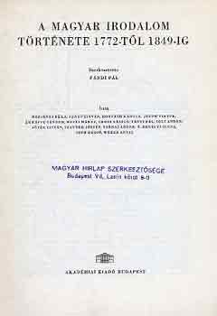 Pándi Pál (szerk.) - A magyar irodalom története 1772-től 1849-ig