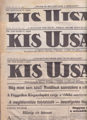 P�rtay Tivadar - Kis Ujs�g 1990. LXVIII. (II.) �vfolyam (32 sz�m)