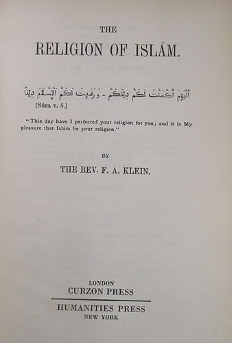 F. A Klein - The Religion of Isl�m