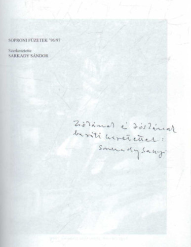 Sarkady Sndor  (szerk.) - Soproni fzetek '96/97- Mvszeti angolgia