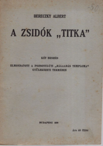 Bereczky Albert - A zsidk ,,titka"