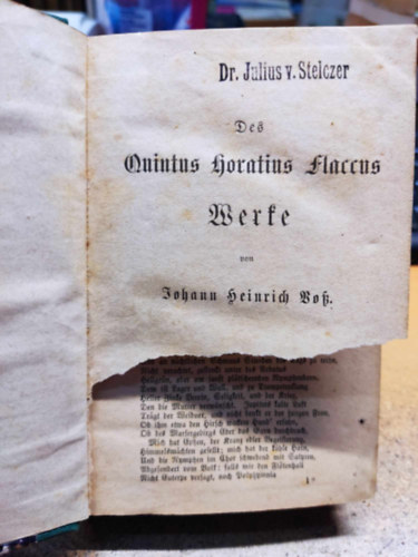 Johann Heinrich Vo, Dr. Adolf Wolff - 3 m, egybe ktve: Quintus Horatius Flaccus + Virgil's Lndliche Gedichte + Publius Ovidius Naso Herviden