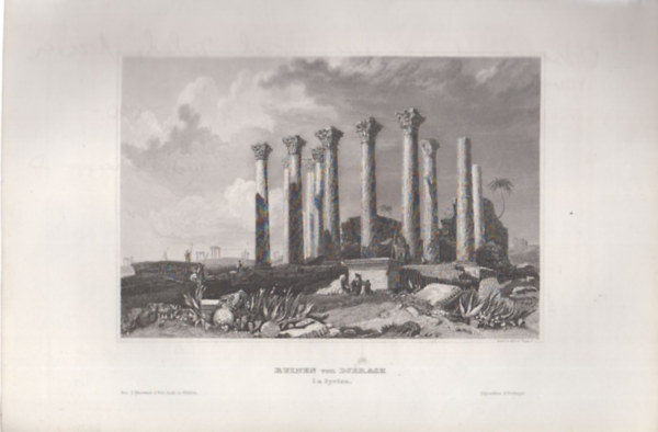 Ruinen von Djerash in Syrien (Dzserash romjai, Jordnia, Kzel-kelet, zsia) (16x23,5 cm mret eredeti aclmetszet, 1856-bl)