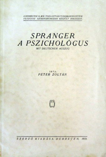 Péter Zoltán - Spranger a pszichológus