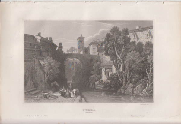 Ivrea (Ivrea vros, Olaszorszg, Eurpa) (16x23,5 cm mret eredeti aclmetszet, 1856-bl)