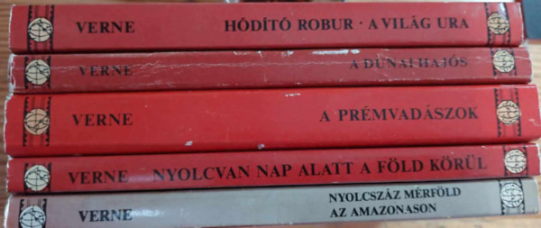 Jules Verne knyvcsomag (5 db): Hdt robur-A vilg ura, A dunai hajs, A prmvadszok, Nyolcvan nap alatt a fld krl, Nyolcszz mrfld az amazonason