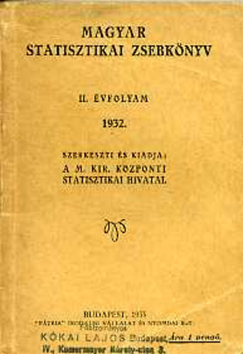 Magyar statisztikai zsebknyv 1932. (II. vfolyam)