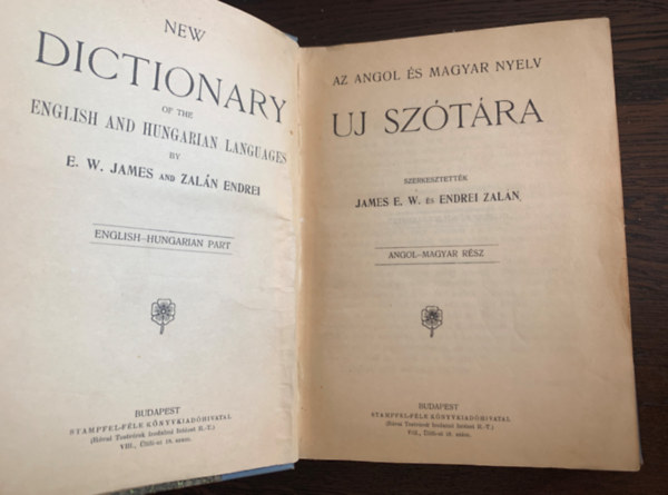 Endrei Zaln James E. W. - Az angol s magyar nyelv j sztra - New Dictionary of the English and Hungarian Languages - Angol-magyar rsz - English-Hungarian part
