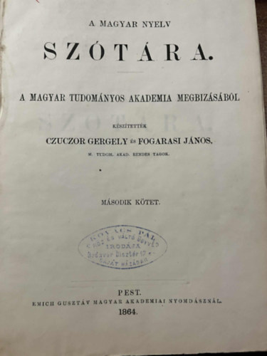 Czuczor Gergely-Fogarasi Jnos - A magyar nyelv sztra II.