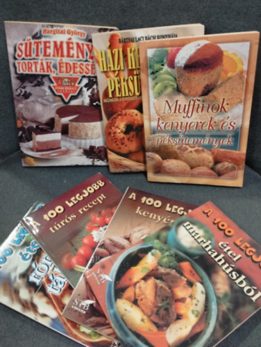 Ismeretlen Szerz� - Szak�csk�nyv K�NYVMENT� AJ�NLAT- 7 db: A 100 legjobb �tel r�mai t�lban, A 100 legjobb t�r�s recept, A 100 legjobb keny�rf�le, A 100 legjobb �tel marhah�sb�l, Muffinok kenyerek �s p�ks�tem�nyek, H�zi kenyerek �s p�ks�tem�nyek,