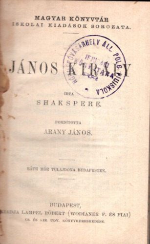 Shakespere - Jnos kirly