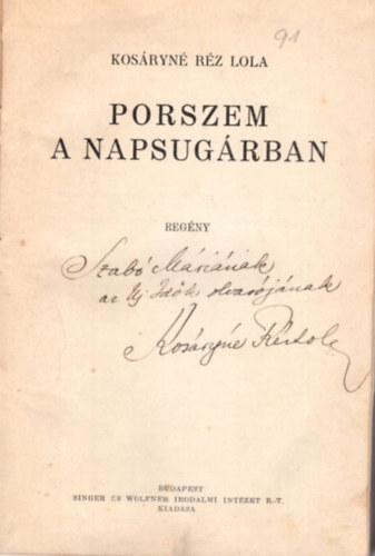 Kosryn Rz Lola - Porszem a napsugrban - dediklt