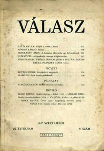 Illyés Gyula (szerk.) - Válasz VII. évf. 1. szám 1947 jan.