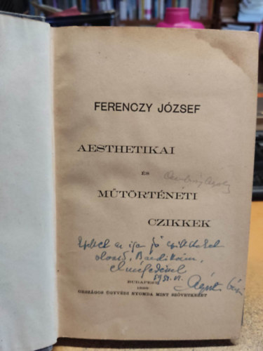 Ferenczy Jzsef - Aesthetikai s mtrtneti czikkek
