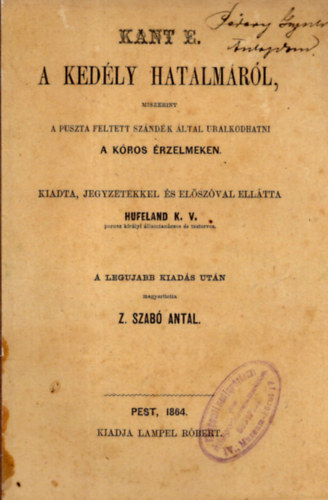 Kant  (Imanuel) - A kedly hatalmrl, miszerint...