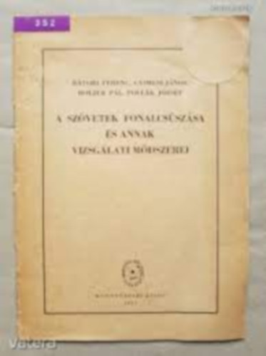 Gyimesi Jnos, Holzer Pl, Pollk Jzsef Btori Ferenc - A szvetek fonalcsszsa s annak vizsglat mdszerei