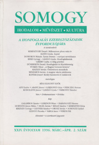 T�sk�s Tibor (szerk.) - Somogy - Irodalom, m�v�szet, kult�ra - 1996. m�rc.-�pr. XXIV. �vf. 2. sz�m