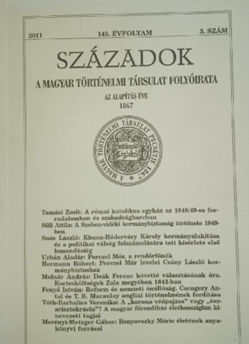 Sz�zadok 145. �vfolyam - 3. sz�m (2011)
