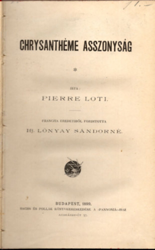 Pierre Loti - Chrysanthéme asszonyság