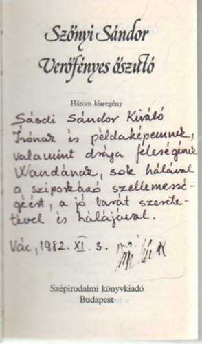 Sznyi Sndor - Verfnyes szut- hrom kisregny