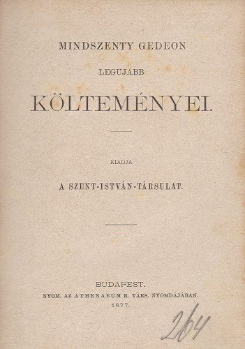 Mindszenty Gedeon leg�jabb k�ltem�nyei