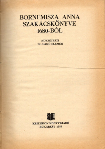 Bornemissza Anna - Bornemisza Anna szakcsknyve 1680-bl