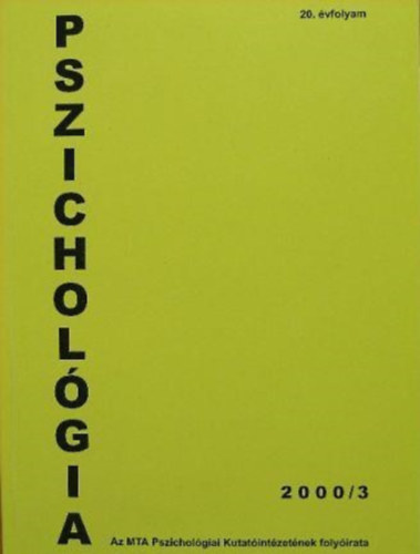 Pszicholgia 20. vfolyam 2000/3