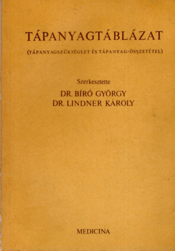 Dr. Br Gyrgy - Dr. Lindner Kroly - Tpanyagtblzat - Tpanyagszksglet s tpanyag-sszettel