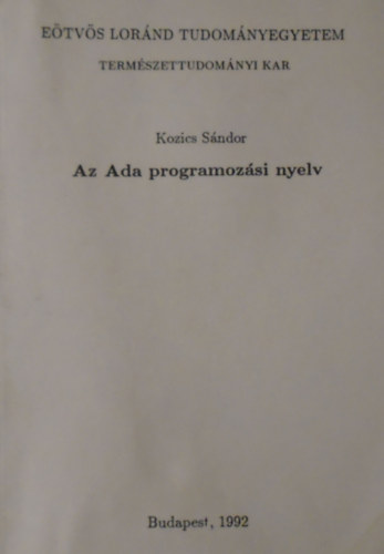 Kozics Sándor - Az Ada programozási nyelv