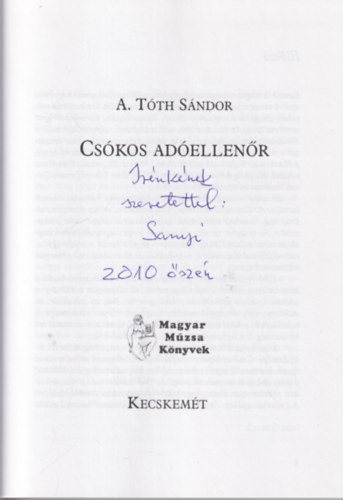 A. T�th S�ndor - Cs�kos ad�ellen�r - dedik�lt
