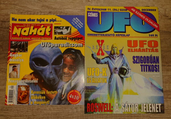2 uf�kkal kapcsolatos kiadv�ny a '90-es �vekb�l: Nah�t magazin 1997/9., Sz�nes UFO magazin 1996/11.