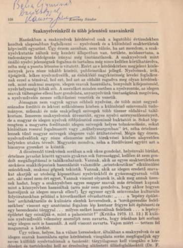 Karcsay S�ndor - Szaknyelveinkr�l �s t�bb jelent�s� szavainkr�l (Dedik�lt)