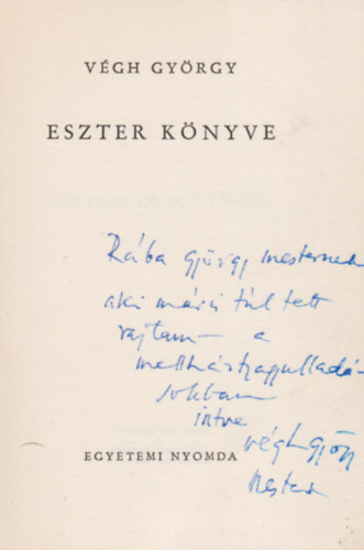 V�gh Gy�rgy - Eszter k�nyve (V�gh)
